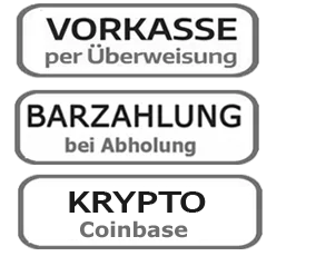 Barzahlung / Vorkasse / Crypto / Krypto